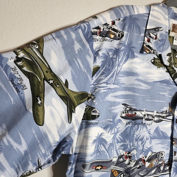 KALAHEO Airplane Fighter Bomber Hawaiian Shirt Short Sleeve Button Down Size 2XL - Picture 9 of 16